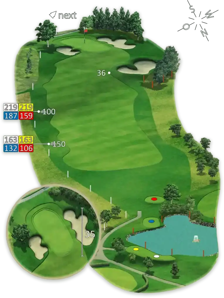 Illustration samt Meterangaben von Loch 1