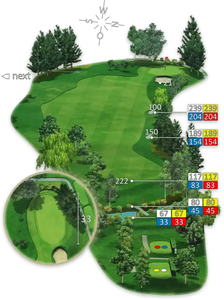 Illustration samt Meterangaben von Loch 17